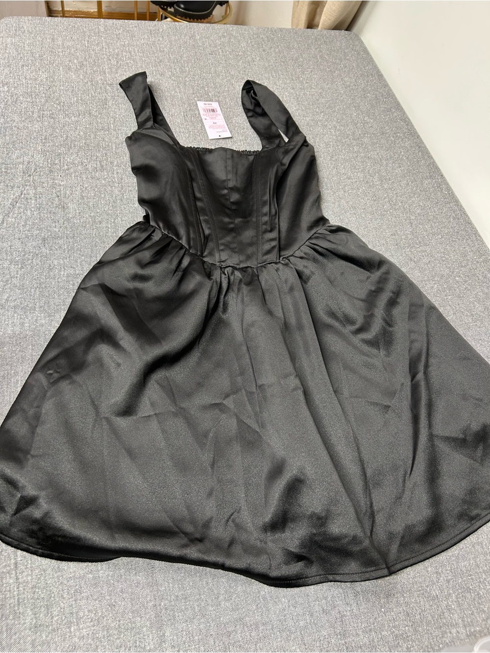 a new day Black Satin Corset-Style Chemise Dress
